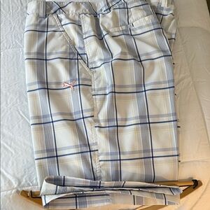 Puma Men's Athletic Shorts - White and Blue Plaid